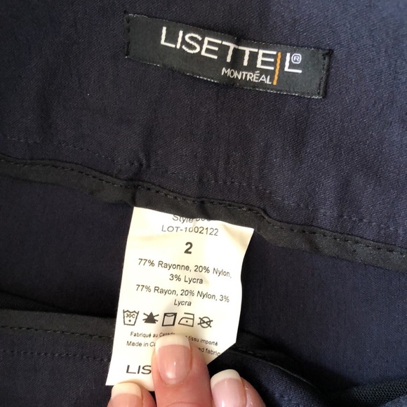 Lisette L Montreal Solid Magical Lycra Slim Pants Navy blue sz2 - Picture 5 of 8